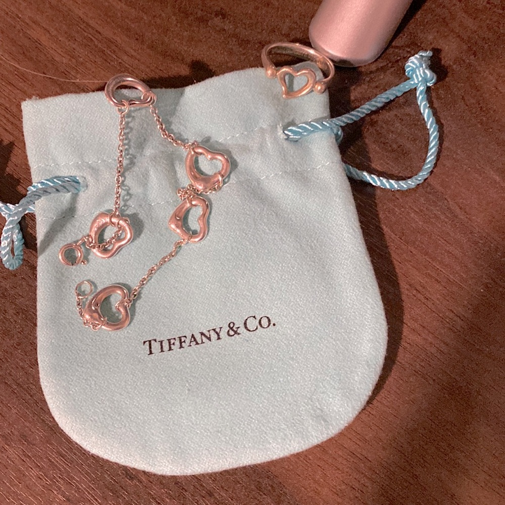 Tiffany & Co Elsa Peretti Open Heart Bracelet and Ring set